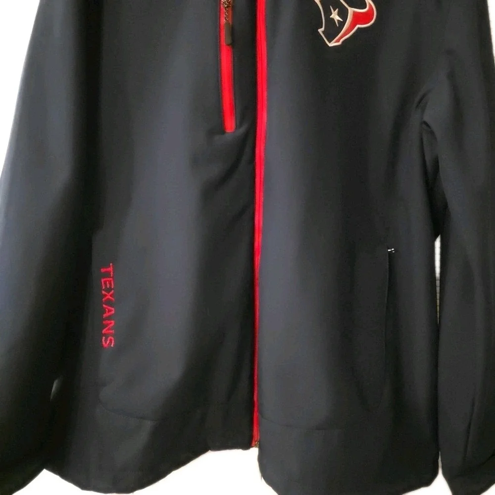 HOUSTON TEXANS 3 Layer Soft Shell Hooded Coat Embroidered Logo Size XL EXCELLENT